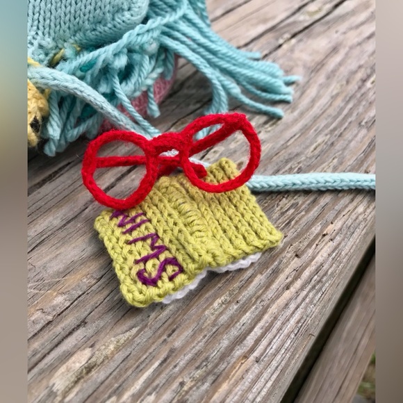 Handmade Knit Princess Seea Doll Octopusus Flamingo Raft Book Glasses OOAK Doll - Picture 8 of 16